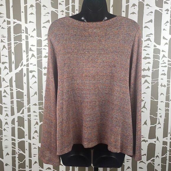 altar’d state NEW $60 Rust Rainbow Space Dyed Oversized Bell Sleeve Sweater sz M - Picture 3 of 6